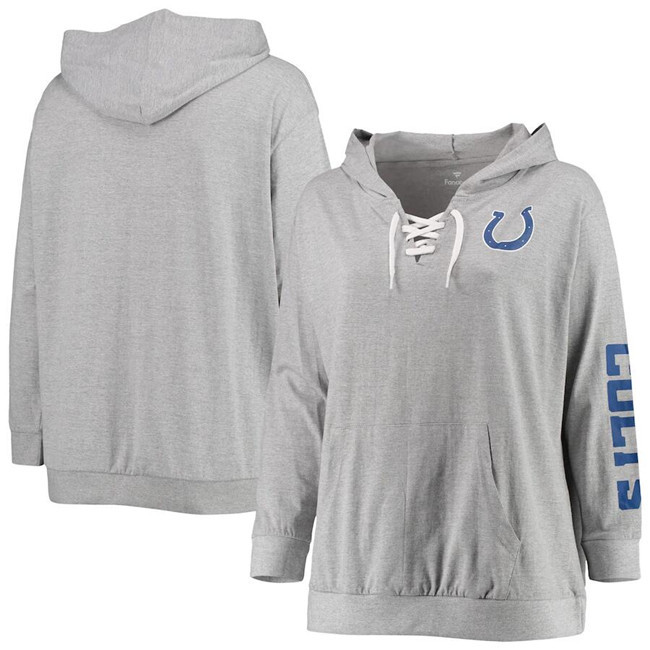 Women's Indianapolis Colts Heathered Gray Lace-Up Pullover Hoodie